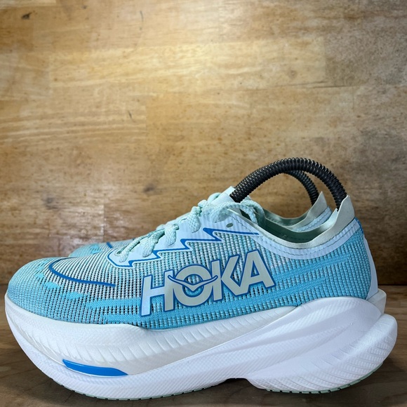 Hoka One One Mach X 2 Womens Size 7 Running Shoes Sneakers Snow Melt Blue Spark - Picture 4 of 12